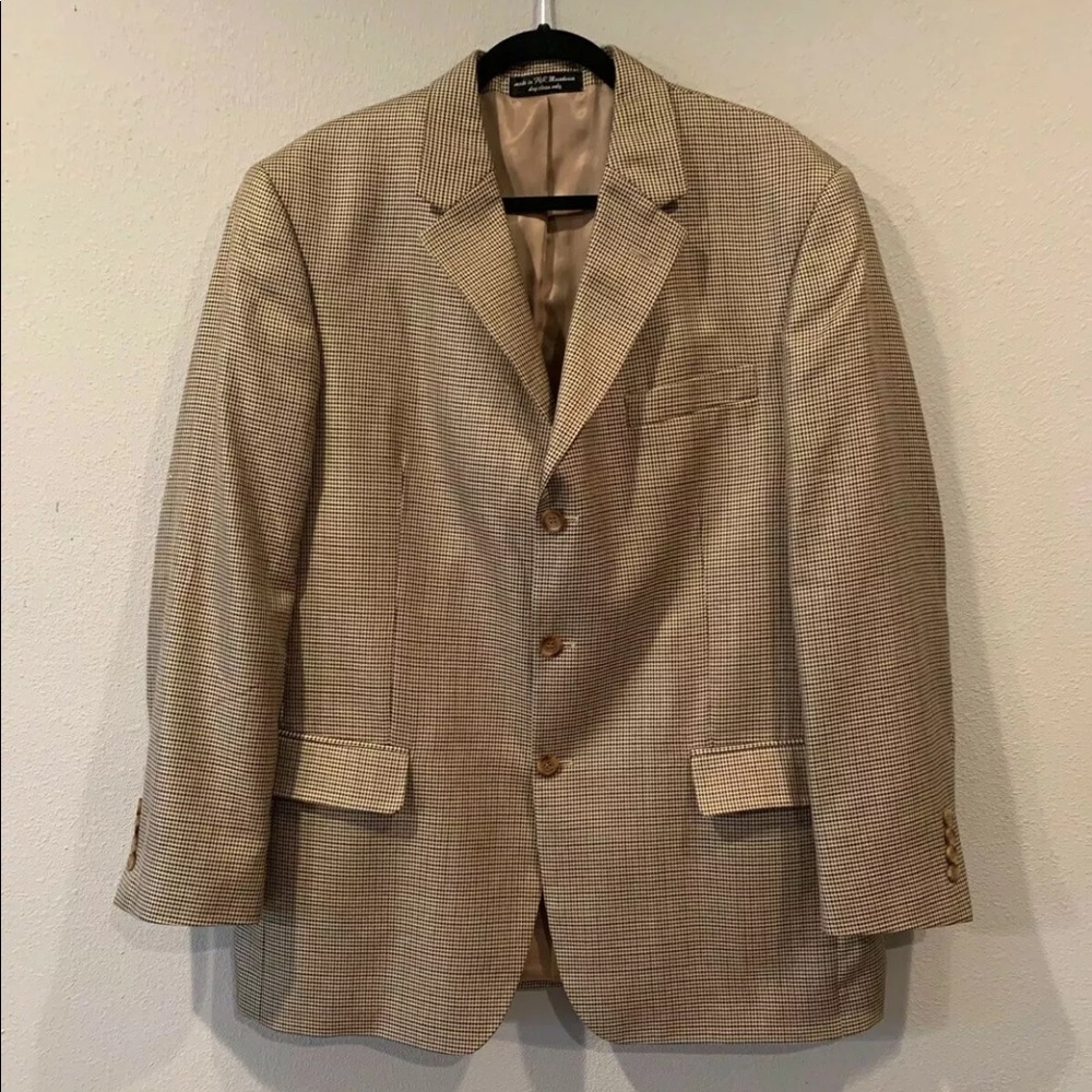 Chereskin Brown Black Suit Jacket Blazer 44R